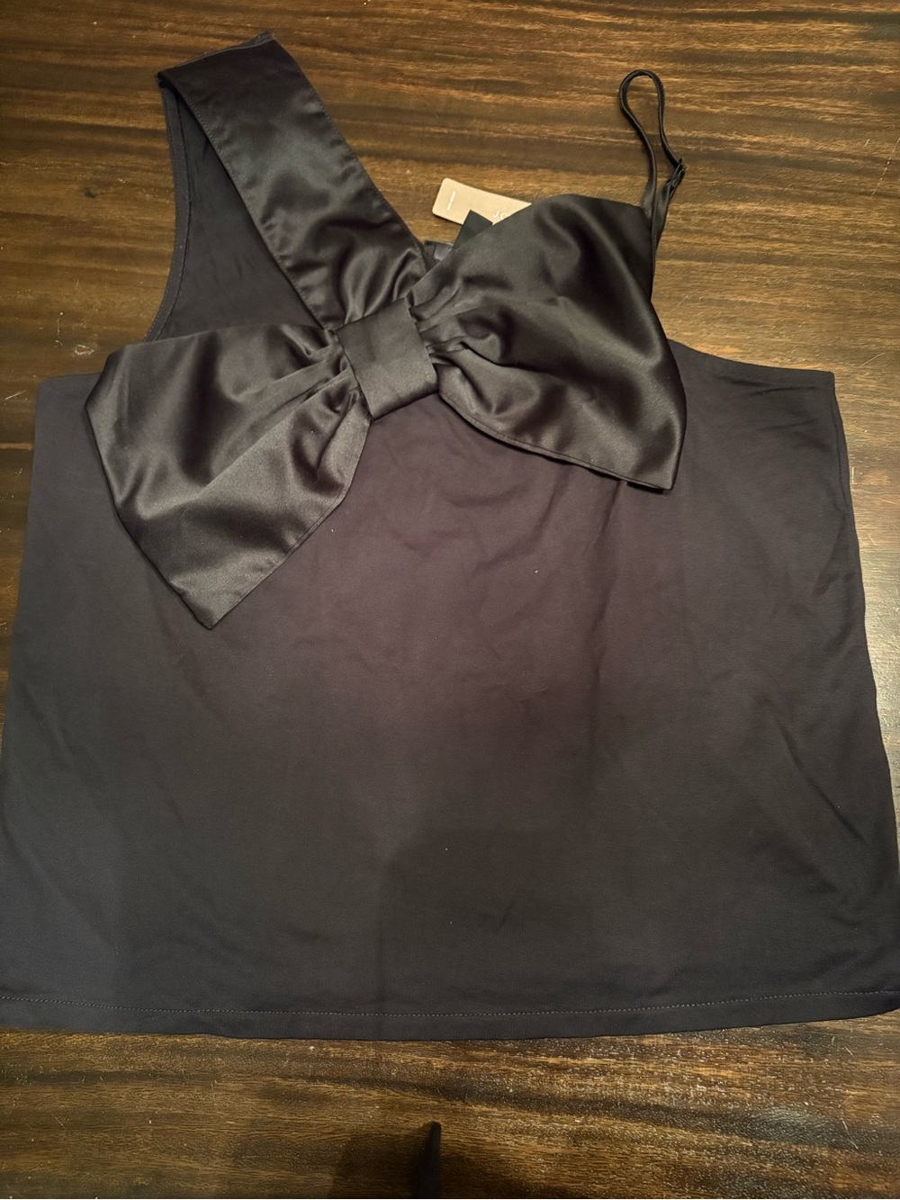 J. Crew Black One-Shoulder Bow Camisole